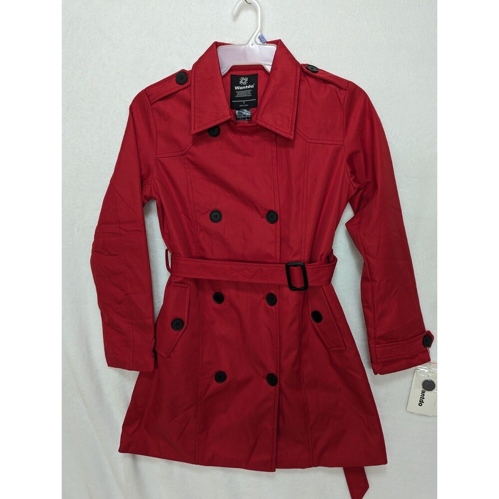 WANTDO Women's Waterproof Double-Breasted Trench Coat Classic Lapel Overcoat S